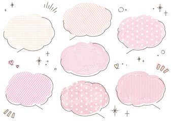 水彩のふわふわかわいい柄吹き出し　赤色Ver