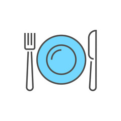 Plate, Fork and Knife Icon. Plate, Fork and Knife Related Vector Filled Outline Icon