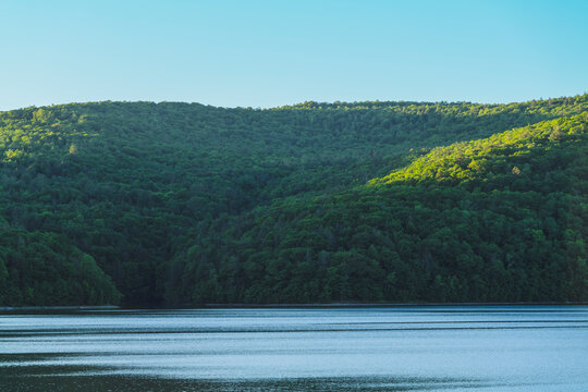 Landscape View Of Pepacton Water Reservoir New York State. High-quality Photo