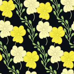 Obraz premium Seamless decorative elegant pattern with cute flowers. Print for textile, wallpaper, covers, surface. For fashion fabric. Retro stylization.