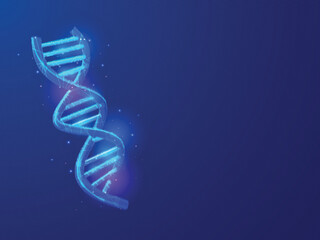 AI Medical Concept With DNA, Virtual Representation, Futuristic Medical Concept. Neon Lighting on Blue Background.