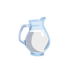 Glass jug of cow milk flat vector illustration isolated on white background.