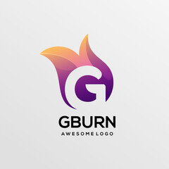 letter g with fire logo colorful gradient vector design