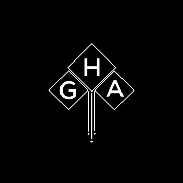 GHA letter logo design with white background in illustrator, GHA vector logo modern alphabet font overlap style.
