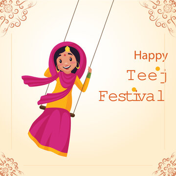 Happy teej indian festival banner design