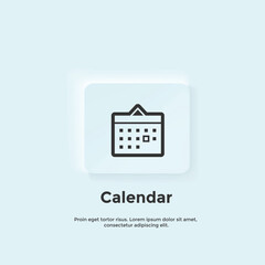 calendar line icon, Neumorphic style button. Vector UI icon Design. Neumorphism. Vector line icon for Business and Advertising