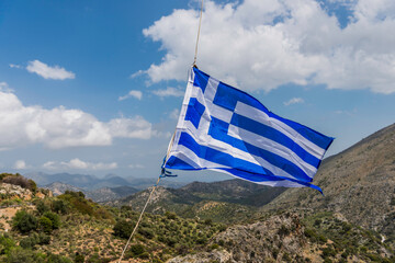 Die Nationalfahne von Griechenland auf Kreta, Europa