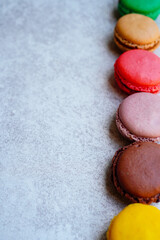 Vertically arranged colorful macaroons