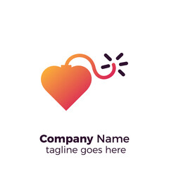 bomb love simple professional logo design vector illustration template