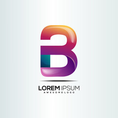 B logo letter initial colorful gradient 3d