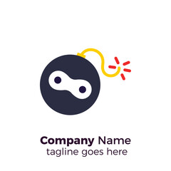 bomb ninja simple professional logo design vector illustration template