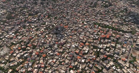 Aerial view of the Arab city of Um al Fahm in Northern Israel.