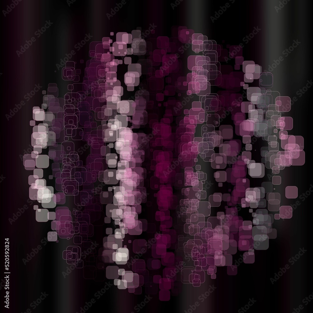 Poster abstract geometric sphere of many square glittering in space explosion of confetti rounded square