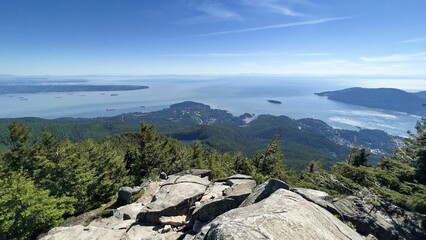View of Eagle bluffs in Cypress provincial park under the blue sky