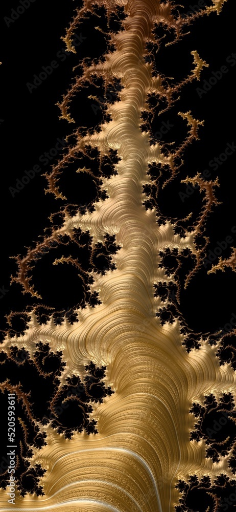 Poster vertical background with golden fractal patterns