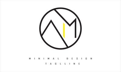 AM or MA Minimal Logo Design Vector Art Illustration
