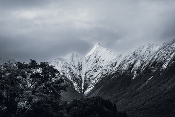 Obraz premium Road between Hornopiren and Chaiten, traveling the Carretera Austral in the winter of 2022