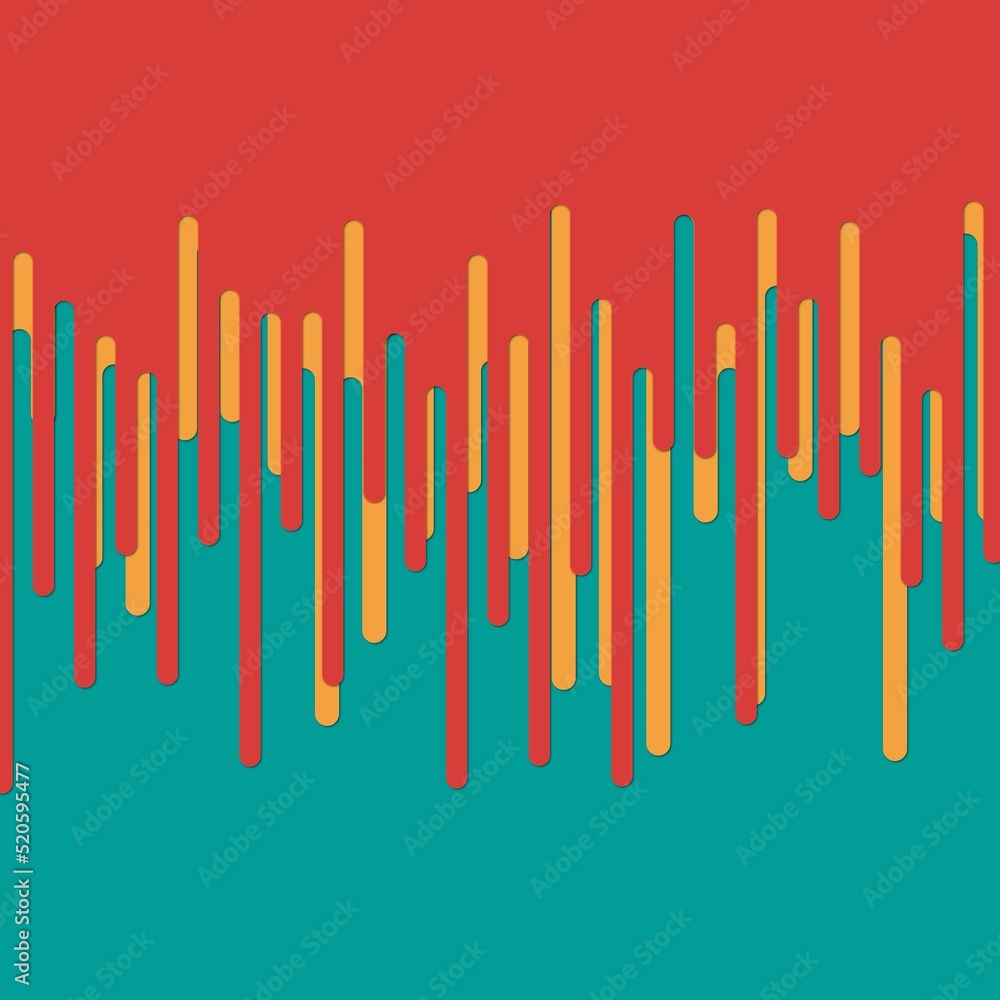 Poster abstract rounded paint melting color lines and falling drips paint in straight vertical width stripe