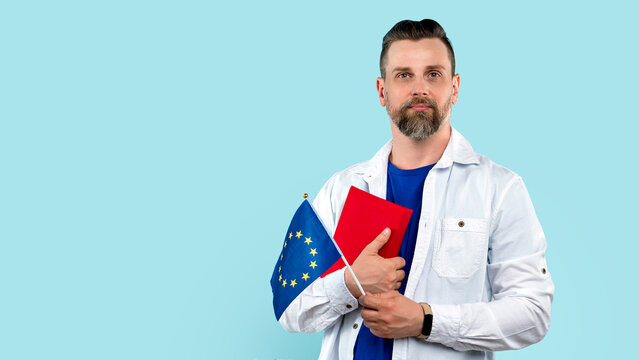 Man with Flag European Union