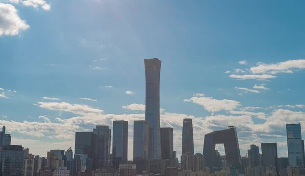 Time-lapse of clouds over the cityscape of Beijing