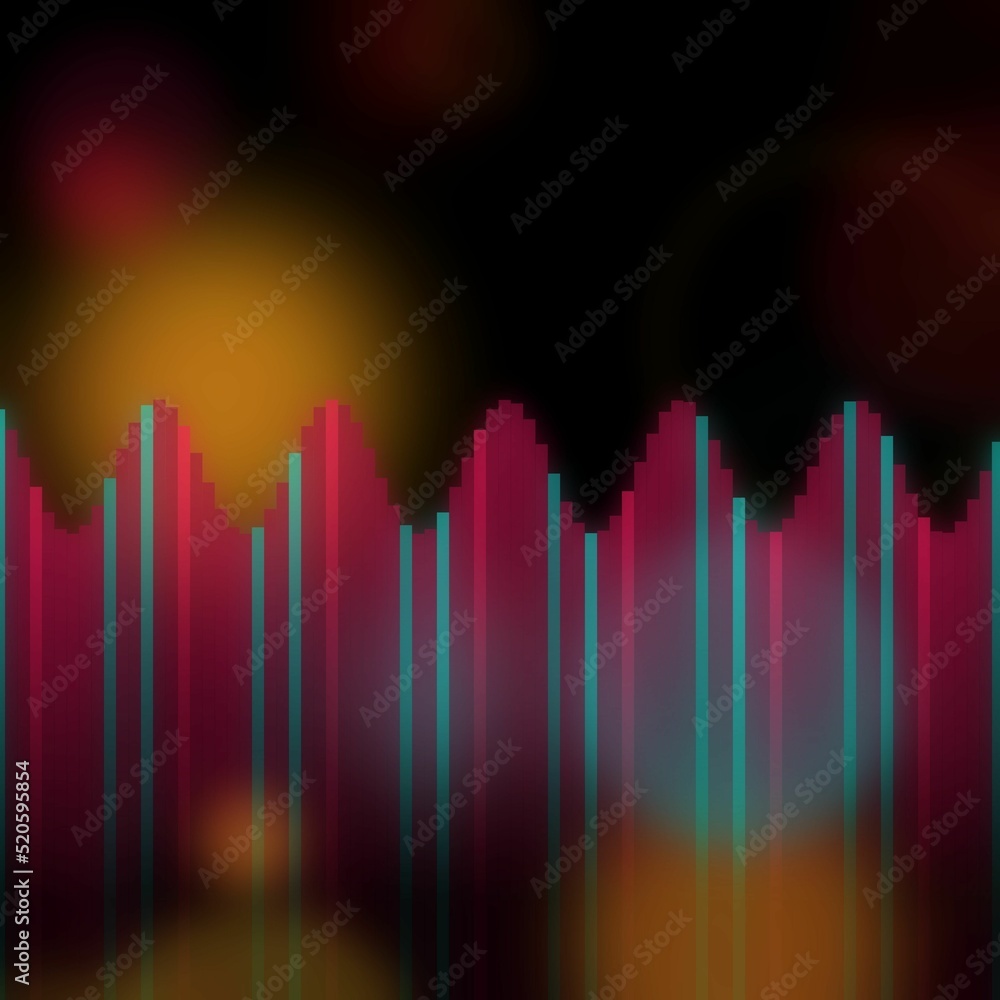 Poster abstract colorful illustration of stylized sound frequency equalizer element rainbow lines and wave