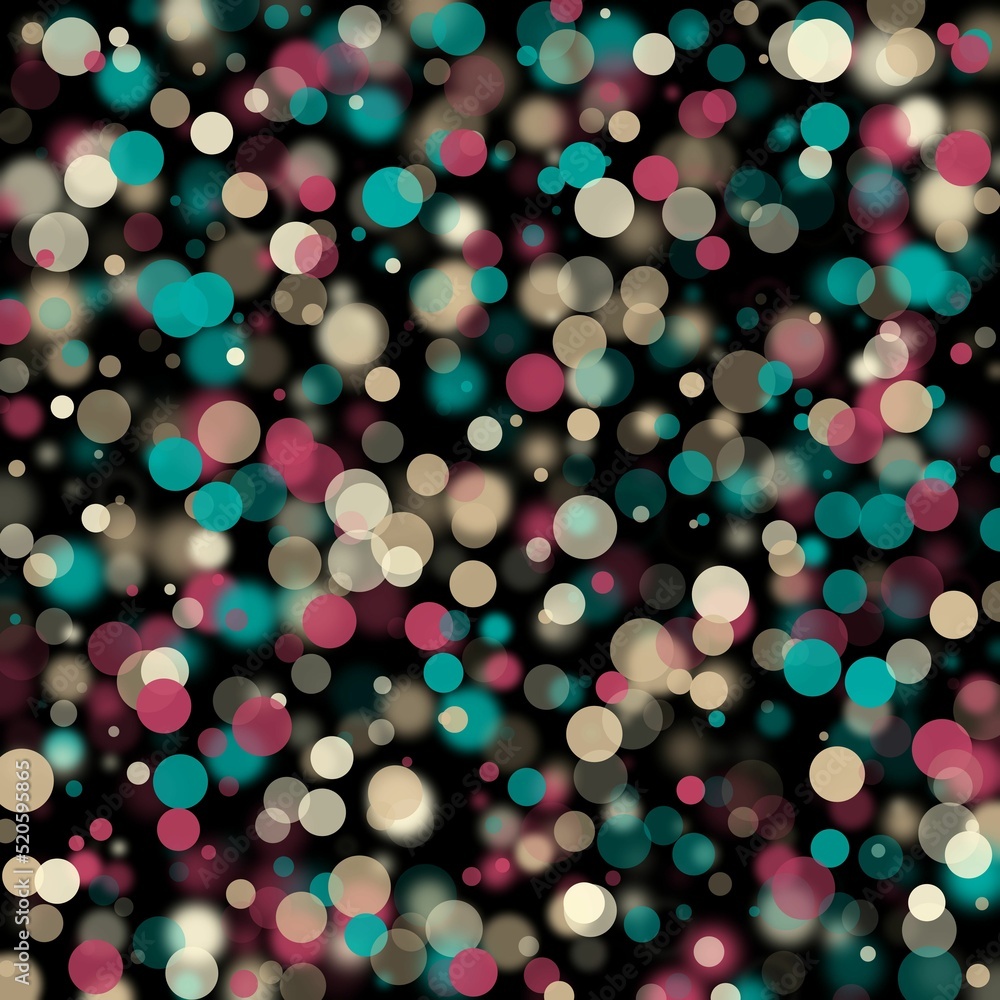 Poster illustration of an abstract light dots and blurred circles multicolored backdrop like bokeh spot bub