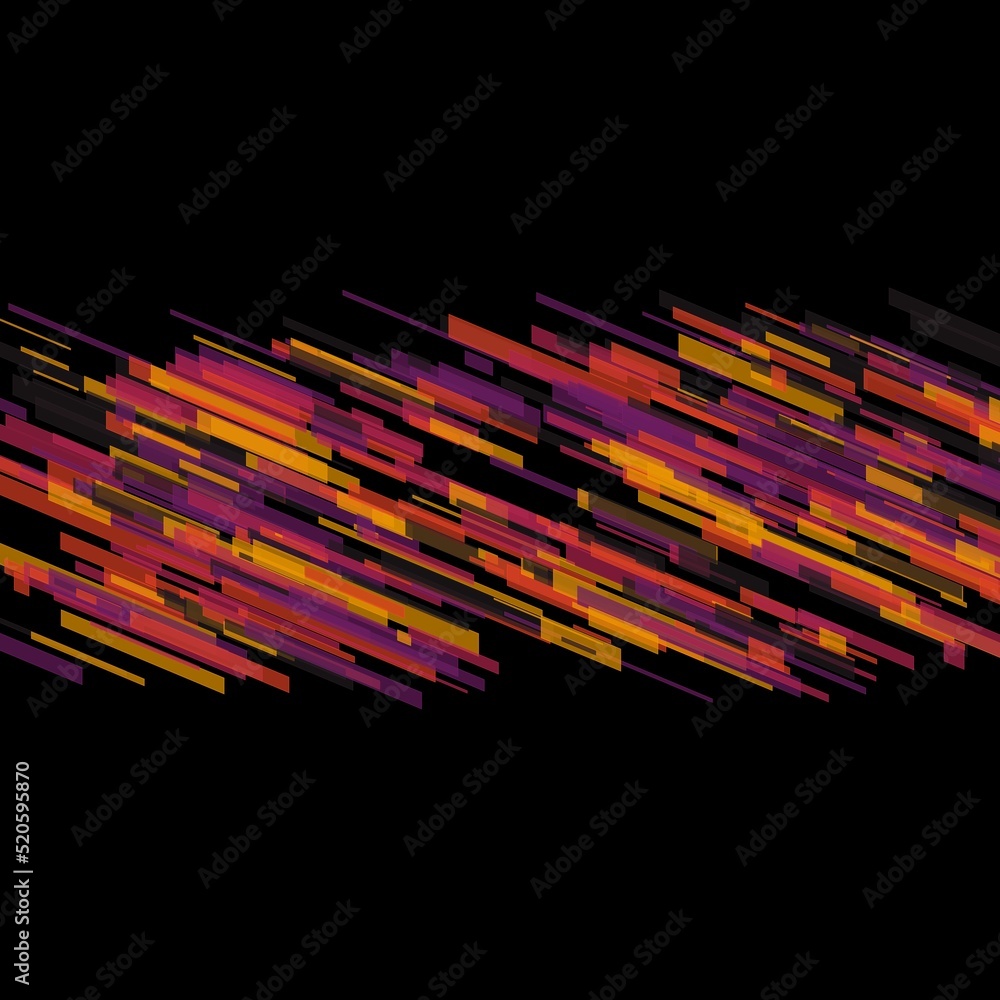 Poster abstract geometric speed line multi neon colored flares shapes and grid on isolated black background