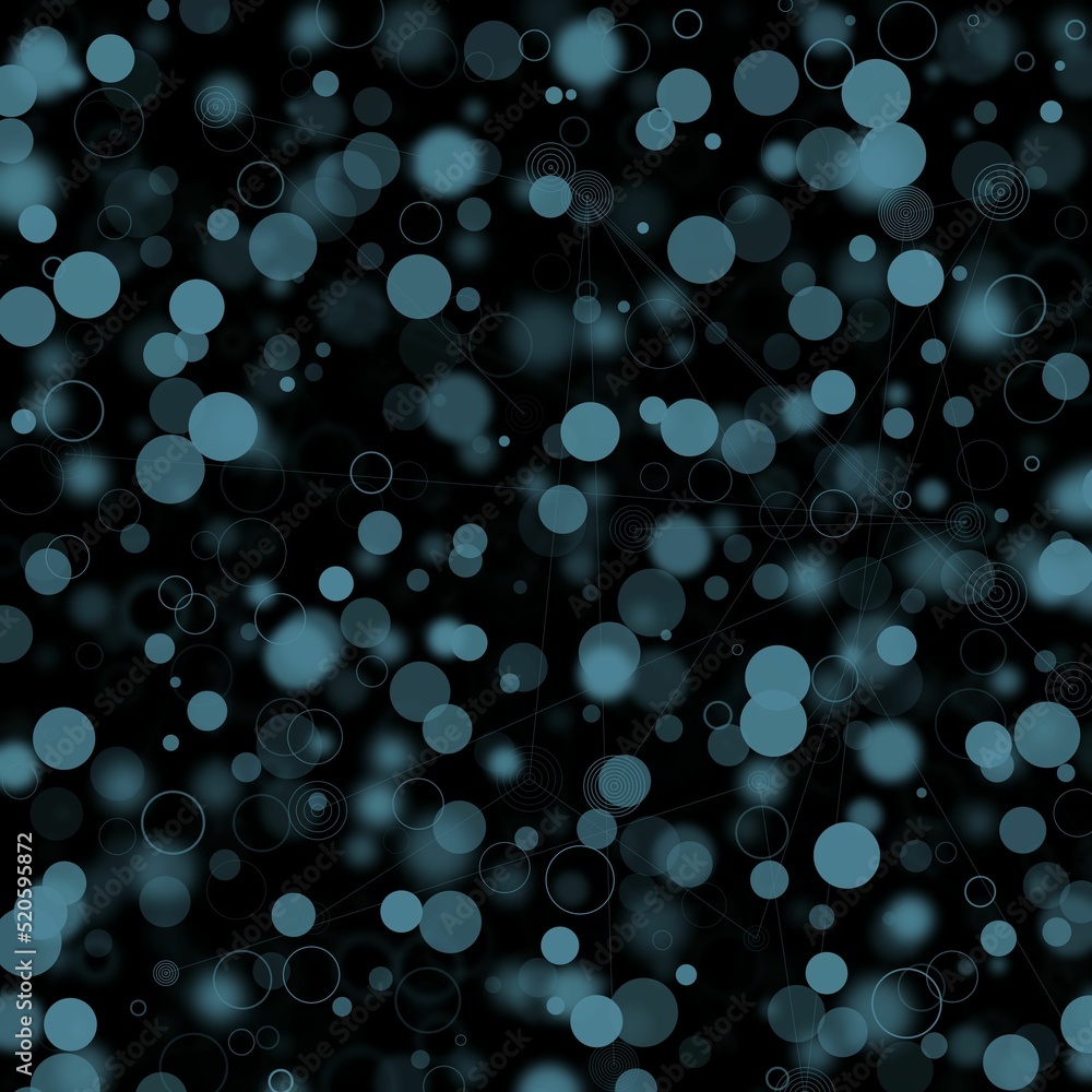 Poster illustration of an abstract light dots and blurred circles backdrop like bokeh spot bubble particles
