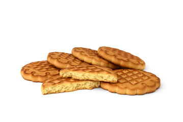 Round cookies "melted milk" isolated on white background.