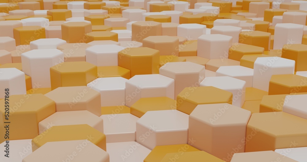 Aufkleber orange hexagonal objects 3d rendered background