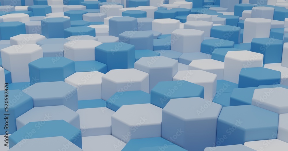 Aufkleber blue hexagonal objects 3d rendered background