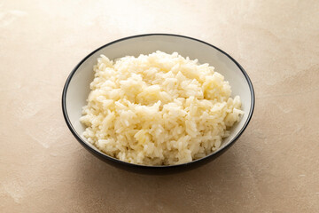 White rice. Cooked rice basmati in a bowl.