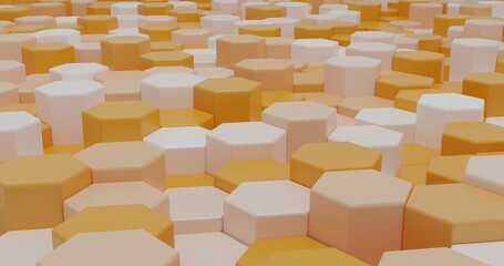 orange Hexagonal objects 3D rendered  background
