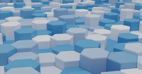 blue Hexagonal objects 3D rendered  background