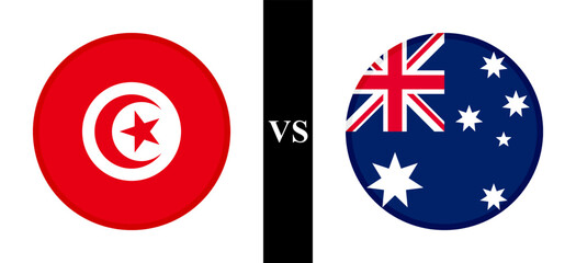 the concept of tunisia vs australia. flags of tunisian and australian. vector illustration