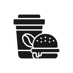 Coffee and burger. Food and beverage icon flat style isolated on white background. Vector illustration