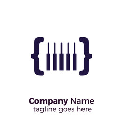 code piano simple professional logo design vector illustration template