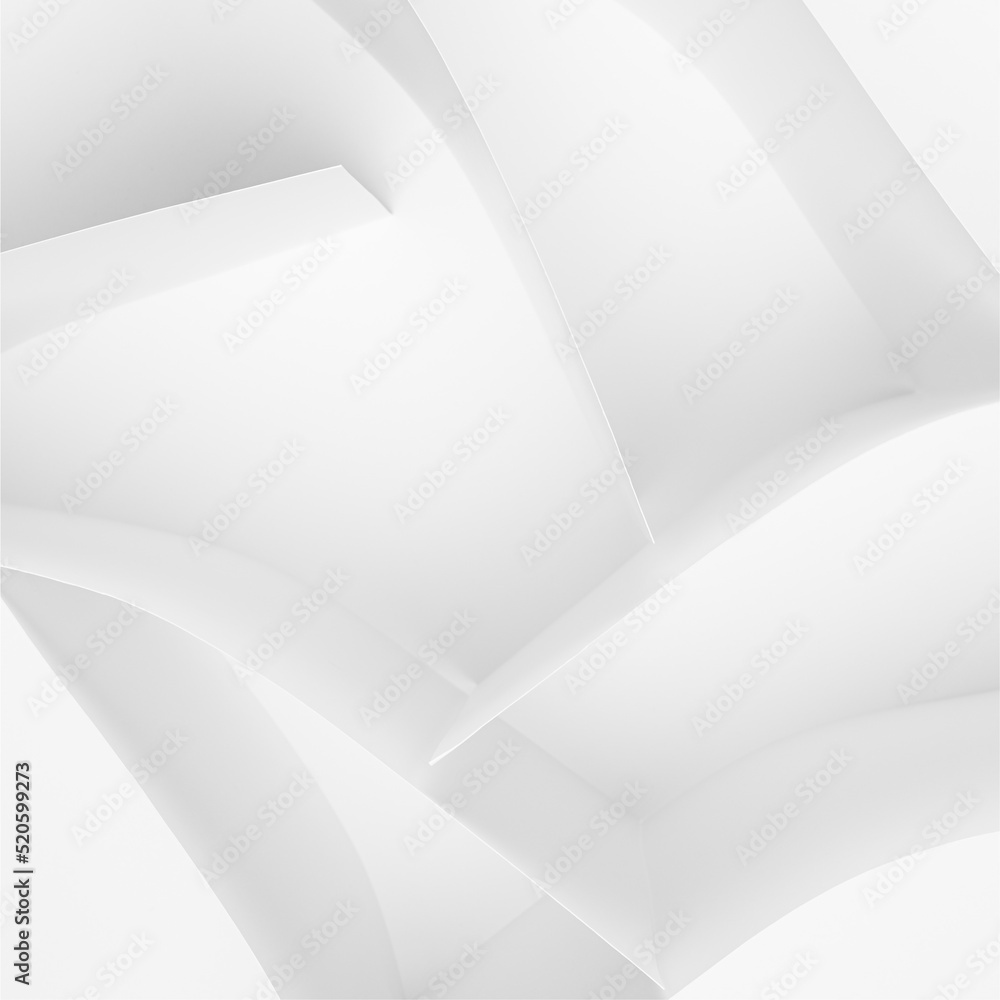 Poster white abstract geometric background with soft light paper stripes as mosaic formless volumetric patt