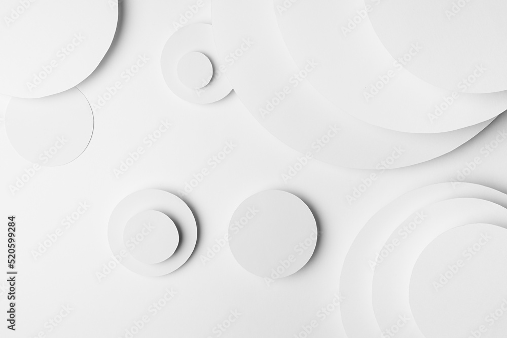 Aufkleber white abstract geometric background with fly soft light white circles and semicircle stepped surface