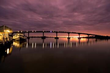View of Hindmarsh island bridge during an amazing sunset