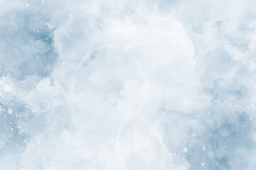Abstract blue winter watercolor background. Sky pattern with snow. Light grey watercolour paper texture background. Vector water color design illustration