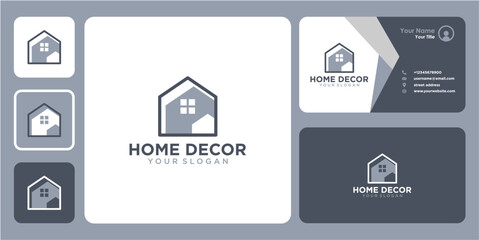 decoration logo design with home and business card