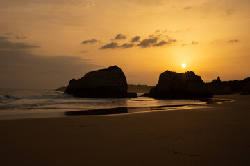 sunset on cliffs on the beach