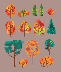 Autumn colorful trees. Beautiful vector illustration. - 520600429
