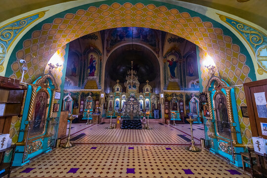 Interior of the Orthodox Cathedral, Uralsk, Kazakhstan