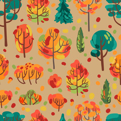 Autumn colorful trees. Beautiful vector illustration. - 520600686