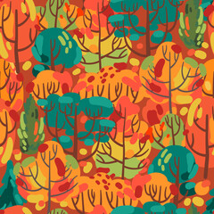 Autumn colorful trees. Beautiful vector illustration. - 520601029