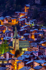 Zermatt, Switzerland by night. Swiss alps