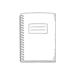 Blank spiral notepad or notebook hand drawn vector illustration isolated.