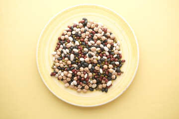 close up of mixed beans in a bowl 